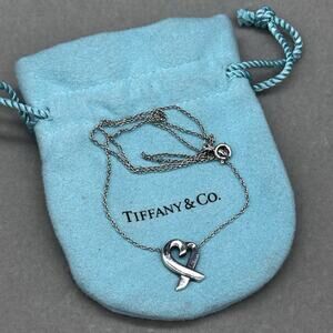 TIFFANY & Co. Sterling Silver Paloma Picasso Loving Heart Pendant Necklace 16”